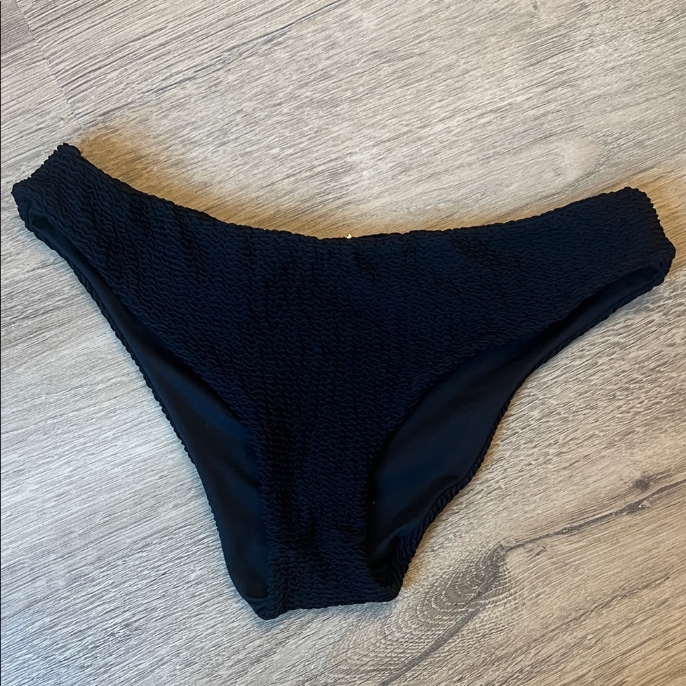 Black Textured Bikini Bottom - Women's Swim